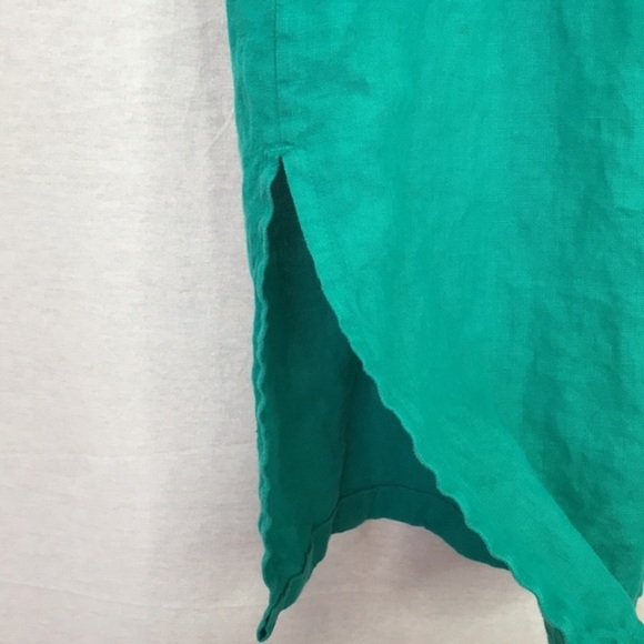 RUSS BERENS Malibu Women's Teal Green Linen Maxi Skirt Elastic Waist Sz S - Picture 3 of 7